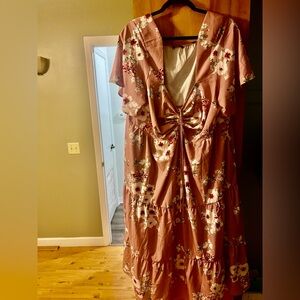 BloomChic Floral Maxi Dress in Pink and White